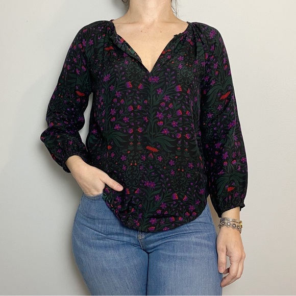 Roller Rabbit Favela Floral Split Neck Blouse - Picture 2 of 11